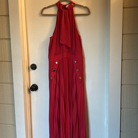 Reiss Pink Nina Halterneck Pleated Midi Dress size 6 - Picture 4 of 10